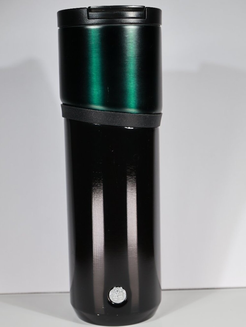 Starbucks Gunmetal Green Stainless Steel Travel Tumbler Rubber Grip 16Oz